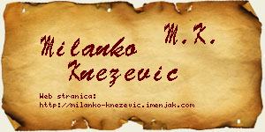 Milanko Knežević vizit kartica
